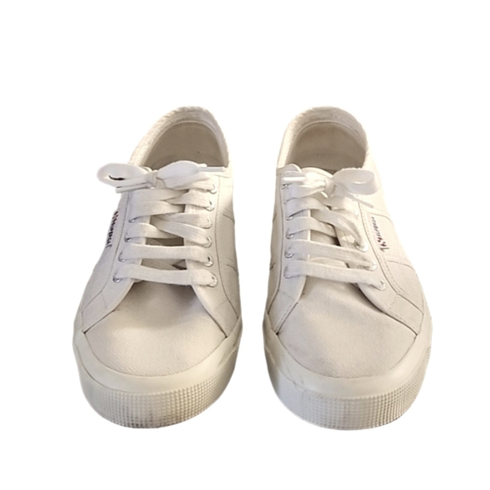 SUPERGA 2750 COTU CLASSIC White Canvas Sneakers 41.5 Size 10 Trainers Retro - Picture 4 of 16